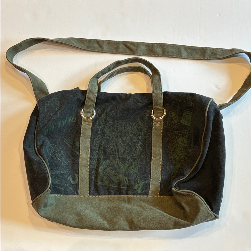 True Religion Black and Olive Duffle Bag